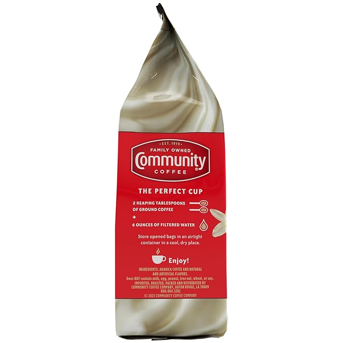 Community Coffee French Vanilla Flavored Ground Coffee, Medium Roast, 12 oz Bag (Pack of 1)