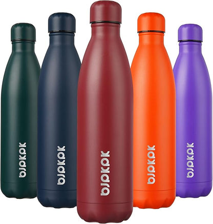 BJPKPK Stainless Steel Water Bottles 25oz Insulated Water Bottle Keep Cold And Hot, Brick Red