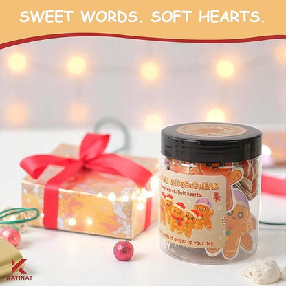 Positive Gingerbread Jar – 60 Funny Emotional Support Gingerbread, Christmas Gifts for Teens, Women, Men, Coworkers, Teachers, Sisters, Friends – Christmas Stocking Stuffer for Teen Girls, Boys, Women