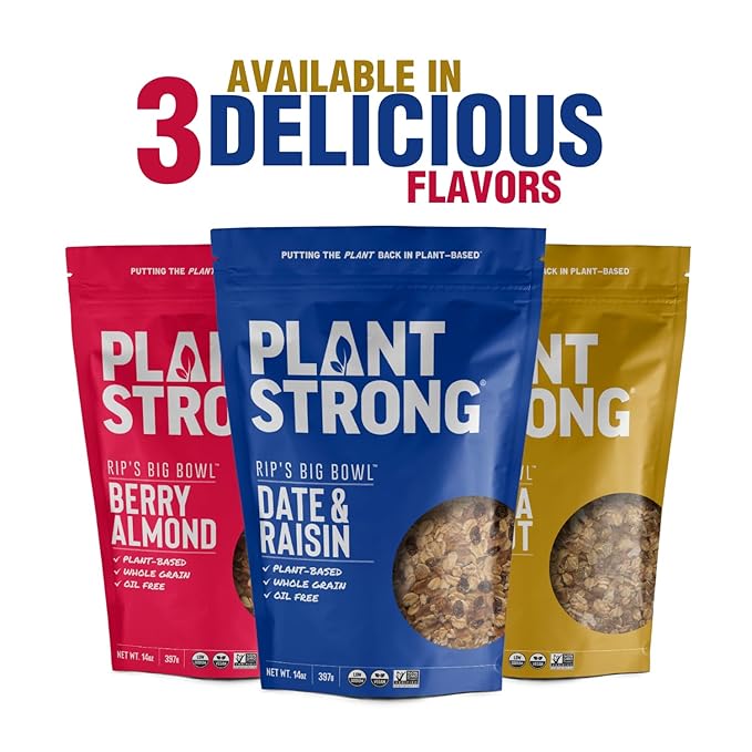 Rip's Big Bowl - PLANTSTRONG Banana Walnut Cereal (6-Pack) Non-GMO Whole-Grain Plant Based Oil Free Pack of 6 x 14oz Bags