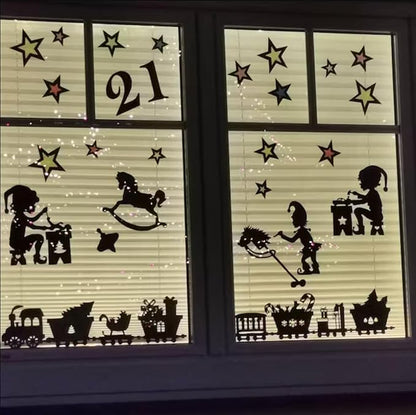 Christmas Stencils for Window Glass Large Christmas Stencil Reusable Winter Forest House Village Holiday Drawing Templates for Painting on Window Wall Doormat Glass Wood