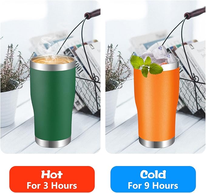 VEGOND 20oz Tumbler Stainless Steel Tumbler Cup with Lid And Straw Vacuum Insulated Double Wall Travel Coffee Mug(dark green package 1)
