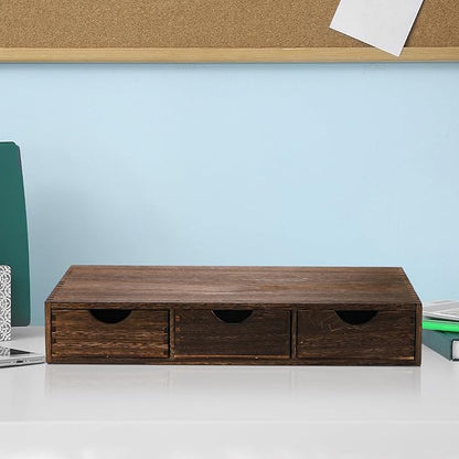 Suzile Coffee Pods Storage Holder Cabinet Vintage Countertop Storage Drawers Wooden Cup Organizer Under Brewe for Home Office Accessories(3 Drawer)