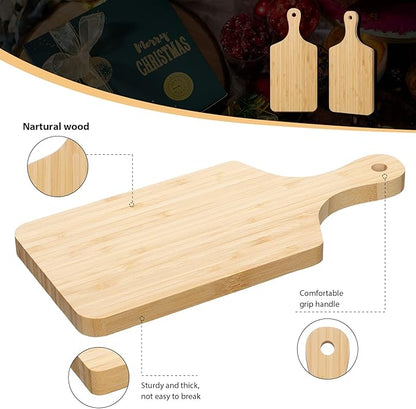Lounsweer 6 Pcs Thicken Cutting Board Bulk Wood Board for Chopping Serving Charcuterie Material for Laser Engraving Mother' Day Wedding Housewarming Gift(Bamboo,11 x 5 Inches)