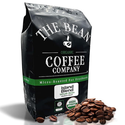 The Bean Organic Coffee Company Island Blend, Medium Roast, Whole Bean Coffee, 5-Pound Bag