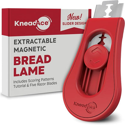Upgraded Extractable & Magnetic Bread Lame Dough Scoring Tool - Professional Sourdough scoring tool for Sourdough Bread baking & Bread Making Tools - Scoring Patterns booklet & 5 Razor Blades