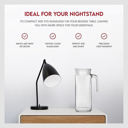 Amici Home Italian Igloo Quadra Glass Pitcher with Lid and Spout | 34 Ounce | Clear Glass Water Pitcher for Refrigerator | Carafe for Iced Tea, Juice, Milk, Cold Brew and Mimosa Bar
