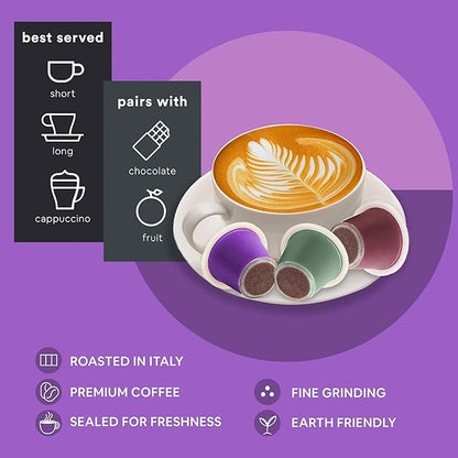 WOKEN COFFEE Compostable Nespresso Pods Variety Pack - Dark and Medium Roast Italian Espresso - Compostable Coffee Pods Compatible with Nespresso Machine (60 Pod Count, 6 Boxes)