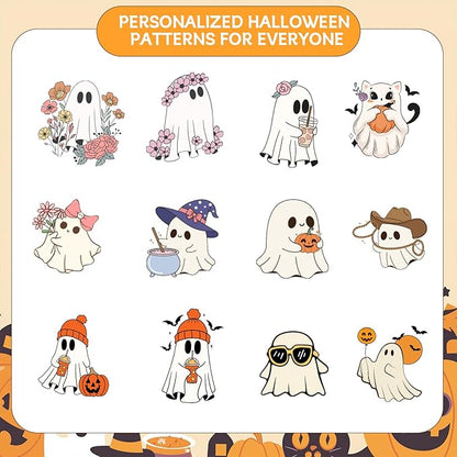 Personalized Halloween Tumbler- Boo Basket Stuffers - Can Shaped Glass with Lids and Straws18OZ -Cute Halloween Gifts for Boys Girls Kids Son Daughter