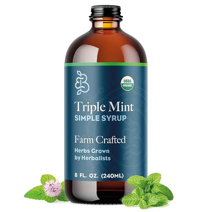 Bluestem Botanicals Organic Triple Mint Simple Syrup, 8 oz, Cocktail and Mocktail Mixer for Drinks, Non-Alcoholic