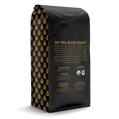 Death Wish Coffee, Valhalla Java Odinforce Blend - Whole Bean Dark Roast - Extra Kick of Caffeine - Arabica & Robusta Beans - 12 Ounce (Pack of 2)