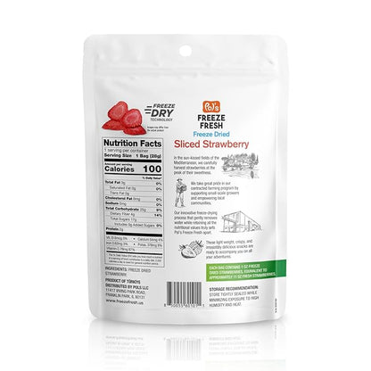 Pol’s Freeze Fresh - 6 Pack Sliced Freeze-Dried Strawberries (1 Oz Each) – No Added Sugar, Non-GMO, Vegan, Gluten-Free Single-Serve Snack Packs