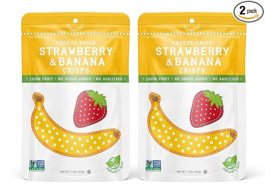 Nature’s Turn Freeze-Dried Fruit Snacks, Strawberry Banana Crisps, Pack of 2 (1.2 oz Each)