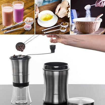 2 Pack Coffee Scoop, Tablespoon measure spoon contains 1 tablespoon (15ml) and 2 tablespoons (30ml), Stainless steel long handle coffee spoon silver