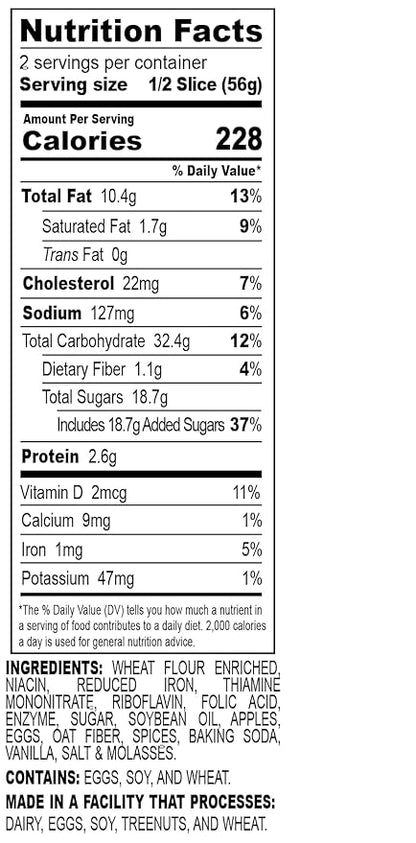 Nadel - NATURALLY DELICIOUS APPLE SPICE CAKE SLICES (12 Pack) Sweet Breads & Cakes, Back to School lunch snack, breakfast bar