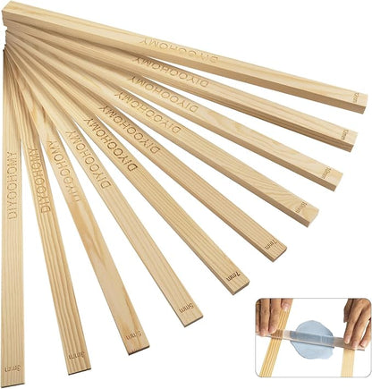 DIYOOHOMY 10 Pcs 17 Inch Rolling Pin Guides for Dough Thickness Polymer Clay Tools, Wooden Slab Roller for Clay, Clay Rolling Pin Depth Guide Pottery Ceramics Supplies