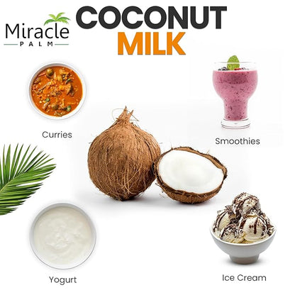 Miracle Palm Coconut Milk Unsweetened - Coconut Milk Canned, Additive Free Organic 13.5 Fl Oz (Pack of 3)