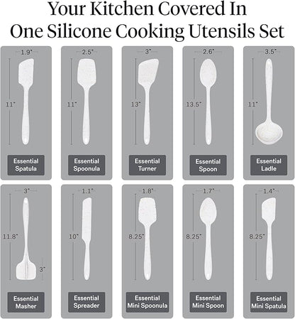 GIR: Get It Right 10 Piece Silicone Utensil Set - Ladle, Spatula, Flip, Spoon & Spoonula, Non-Stick, Heat Resistant, Dishwasher Safe, Silicone Kitchen Utensils, Baking Supplies