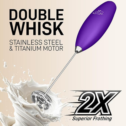 Zulay Kitchen Whisk Milk Frother with 4 Duracell Batteries - Powerful Handheld Foam Maker for Coffee, Lattes, Matcha, Hot Chocolate & Cappuccinos - Whip Creamy Froth in Seconds