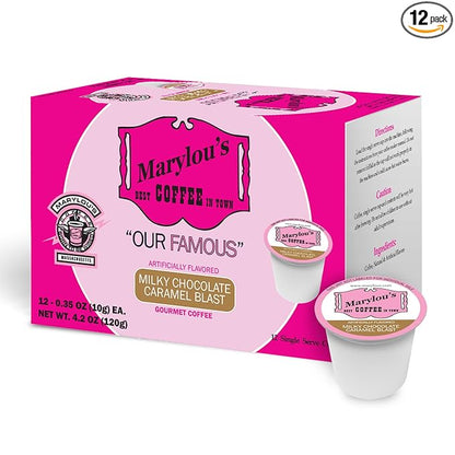 Marylou's Marylou’s Coffee – Milky Chocolate Caramel Blast Flavored Gourmet Coffee – Single Serve Coffee Pods, Compatible with Keurig Brewers – 12 Pods