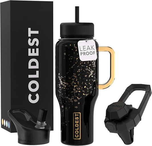 Coldest 40 oz Tumbler with Handle and Straw - 100% Leak Proof Insulated Tumbler with Lid and Straw (3 Lids) - Stainless Steel Tumblers for Women & Men - Cup Holder Friendly Base, 36 oz (The Musician)