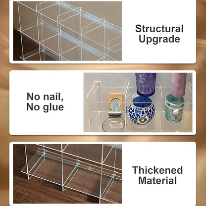 Cup Rack, Acrylic 3-Layer 3-Grid Storage Rack, Stanley Cup Mug Coffee Cup Storage DisplayRack, Kitchen, Office, Home Coffee Bar Storage Rack - Transparent