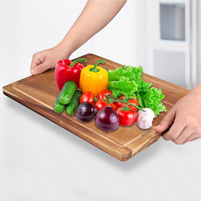 Decorative Acacia Wood Cutting Boards for Kitchen Meat Large Charcuterie Boards Best Hardwood Solid Chopping Board Butcher Block Bread Serving Cheese Board Big Maple Carving Cutting Board Non Toxic