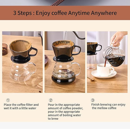 Pour Over Coffee Maker, Single Cup Coffee Dripper, Manual Porcelain Slow Brewing Accessories for Travel, Camping, Office, Home, Cafe, Coffee Gifts (White, Medium)
