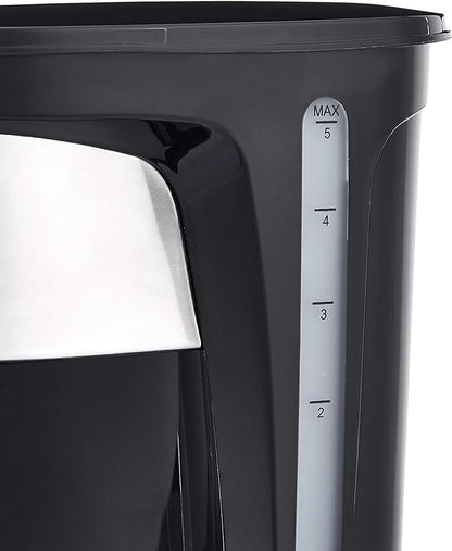 Amazon Basics Coffee Makers, 5-Cup Coffee Machines with Reusable Filter, Coffee Pots, Black & Stainless Steel