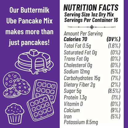 Ninong's Dessert Lab Ube Pancake Mix, Ube Flavored Buttermilk Pancake Mix with Real Ube, Makes Ube Cakes, Waffles, Crepes and more, Just Add Water (2 Pounds)