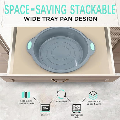 To encounter 9 Inch Silicone Round Cake Pans, 2 Pack Nonstick Silicone Baking Pans Set, Food Grade Cake Molds, with Metal Reinforced Frame More Strength