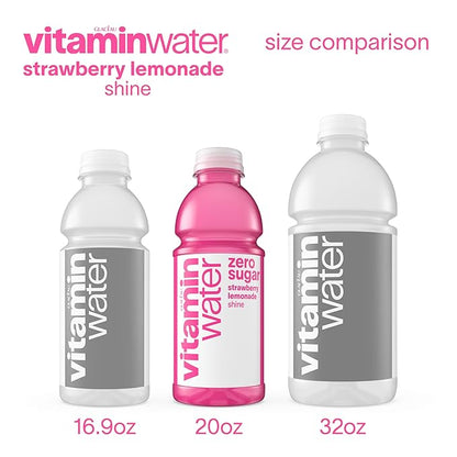 vitaminwater Shine Strawberry Lemonade Zero Sugar, Flavored Water Beverage, 20 fl oz Bottles, 12 Pack