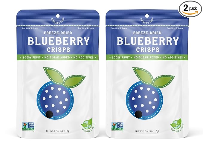 Nature’s Turn Freeze-Dried Fruit Snacks, Blueberry Crisps, Pack of 2 (1.2 oz Each)