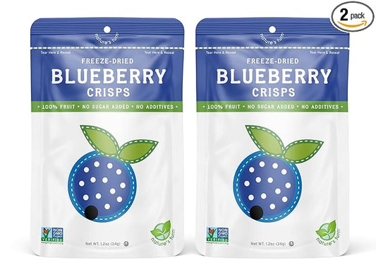 Nature’s Turn Freeze-Dried Fruit Snacks, Blueberry Crisps, Pack of 2 (1.2 oz Each)