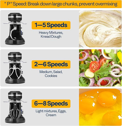 VIVOHOME 4.75 Quart Stand Mixer, 8 Speed Kitchen Electric Food Mixer, Household Stand Mixer for Baking, Cake, Bread with Beater, Dough Hook, Wire Whip and Egg Separator, Black