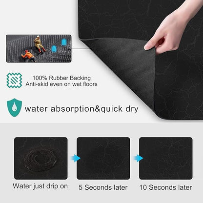 Coffee Maker Mat for Countertops, Coffee Bar Accessories Fit Under Coffee Machine Mat 19"x12"Rubber Backed Coffee Pots - Table Mat Under Appliance, Kitchen Counter Coffee Dish Drying Mat, Marble Black