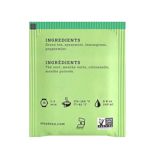 Stash Tea Moroccan Mint Green Tea - Caffeinated, Non-GMO Project Verified Premium Tea with No Artificial Ingredients, 30 Count (Pack of 6) - 180 Bags Total
