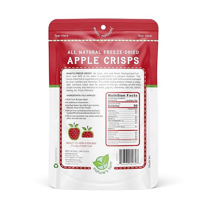 Nature’s Turn Freeze-Dried Apple Crisps – Healthy, Gluten-Free, Crispy & Delicious, Plant-Based Snack, Ideal for Cereal, Smoothies, School Lunches, & On-the-Go, Bags of 12 (0.53 oz Each)