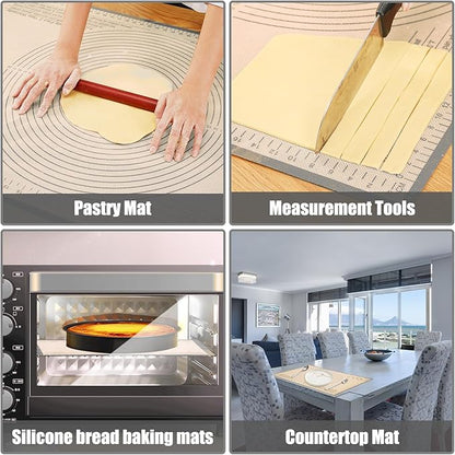 Silicone Pastry Mat 34 X 26 Inch - Nonstick Baking Mat Perfect for Dough, Pastry, Pie Crust, Fondant, Bread, Cookies, Pasta, Pizza