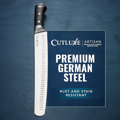 Cutluxe Extra-Long 14" Slicing Carving Knife – Brisket Knife, Razor Sharp Meat and BBQ Knіfe – High Carbon German Steel – Full Tang & Ergonomic Handle Design – Artisan Series