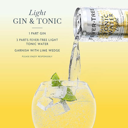 Fever-Tree Light Tonic Water - Premium Mixer - Refreshing Beverage for Cocktails & Mocktails. Naturally Sourced Ingredients, No Artificial Sweeteners or Colors - 5.1 Fl Oz Cans -Pack of 8