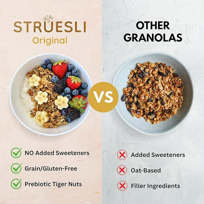 Struesli Original Organic Granola, Grain & Gluten Free, Healthy Snacks with Chia Seeds, Nuts & Sea Salt, Prebiotic High Fiber Food for Yogurt, Cereal & More, Plant Based, Keto & Paleo Friendly, 32 Oz