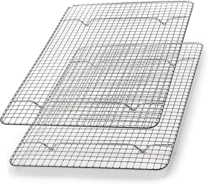 Spring Chef 8.5" x 12" Stainless Steel Cooling Racks, Wire Rack for Baking Sheet - Fits Small Quarter Sheet Pan - Perfect for Cooking, Baking, Grilling, Smoking - Dishwasher Safe - Set of 2