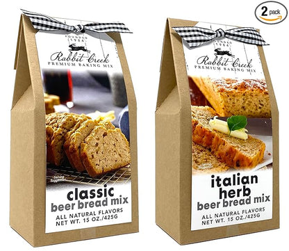 Rabbit Creek Beer Bread Mix Variety Pack of 2 – Classic Beer Bread and Italian Herb Beer Bread Mix, Easy to Make, Breadmaker Not Needed