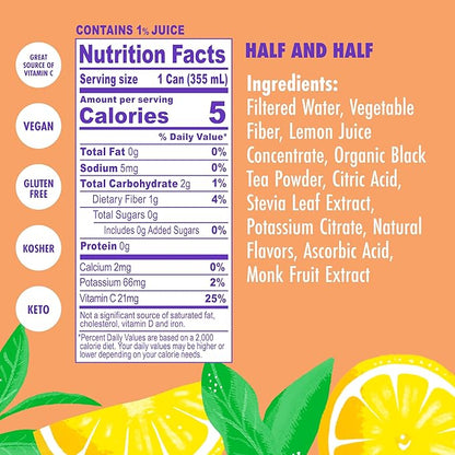 Swoon Half Unsweetened Iced Tea & Half Lemonade - Low Carb, Gluten Free, Keto & Paleo-Friendly - Natural Lemon Juice Concentrate and Organic Black Tea Sweetened by Monk Fruit and Stevia (Pack of 12)
