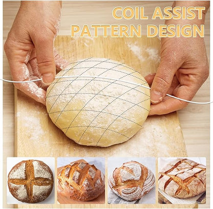 Premium Bread Lame Scoring Tool Kit,11 Blades,Stainless Steel Handle,Safety Cover with 2 Finger Sleeves Pattern String for Artisan Sourdough Baking,Scoring Knife for Bread Baking