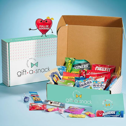 Gift A Snack - Thanksgiving, Holiday, Christmas Stocking Stuffer Healthy Snack Box Care Package + Greeting Card (40 Count) Birthday Treats Gift Basket, Nutritious Granola Breakfast Bars