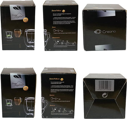 Creano Tea Glass with Infuser and Lid 400ml - Large Tea Cup - Microwave & Dishwasher Safe - Loose Leaf Tea Maker Gift Set