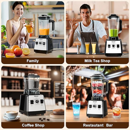 Blenders for Kitchen, Commercial Blender,2400W PRASY Food Processor with 101oz Juice & Grinder Jar, BPA-Free, 25000 RPM Blenders for Smoothies, Ice Crushing, Frozen Fruit (White, 2L)