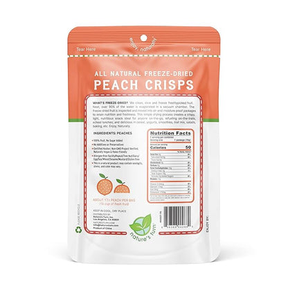 Nature’s Turn Freeze-Dried Peach Crisps – Healthy, Gluten-Free, Crispy & Delicious, Plant-Based Snack, Ideal for Cereal, Smoothies, School Lunches, & On-the-Go, Bags of 12 (0.53 oz Each)